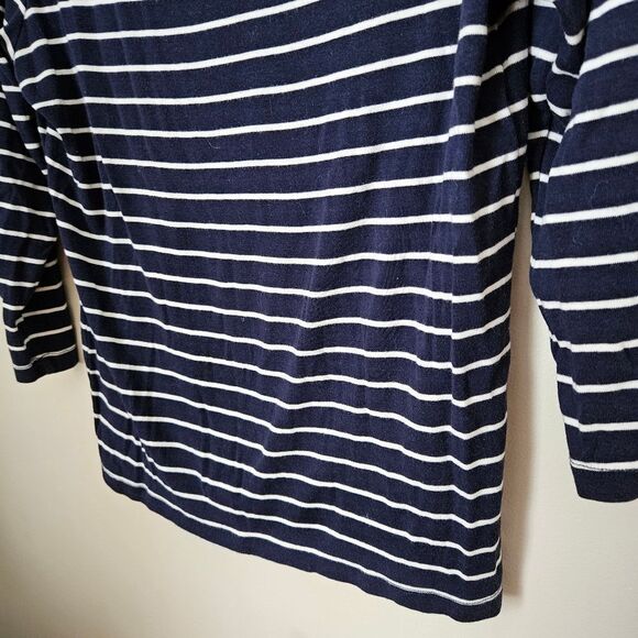Dip Top Striped Navy White 3/4 Sleeves Crewneck Casual Neutral Comfy Staple - Picture 3 of 7